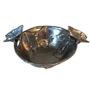 Arthur Court Designs Aluminum Metal Butterfly Nut Candy Snack Bowl Dish 2003